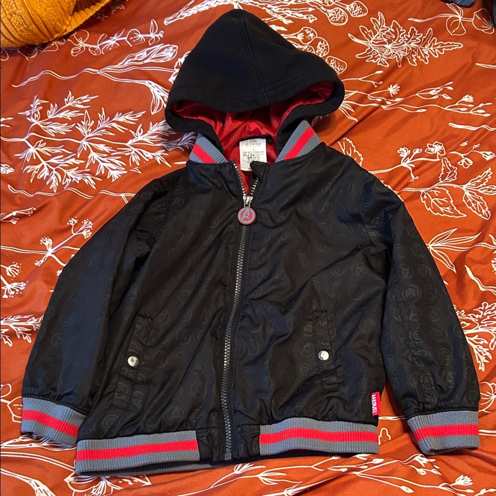 Disney Black and Red Puffer Coat with Hood